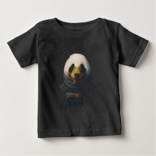 Camiseta Panda Astronauta com Salpico de Tinta Neon 