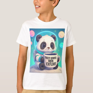 Camiseta Panda Astronauta do Espaço Pastel com Café