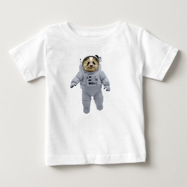 Camiseta Panda Astronauta Flutuando na Estação Espacial (Frente)