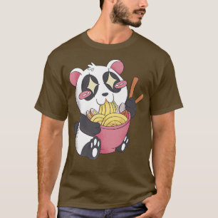 Camiseta Panda Bear Comendo Ramen Noodles Japonês Ramen Pan