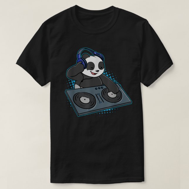 Camiseta Panda Bear DJ Music Disco Jockey Disco Musico em V (Frente do Design)