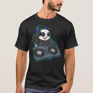 Camiseta Panda Bear DJ Music Disco Jockey Disco Musico em V