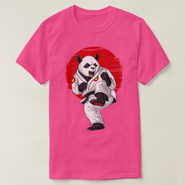 Camiseta Panda Bear Karate Kickboxing Kung Fu Taekwondo Mar (Frente do Design)