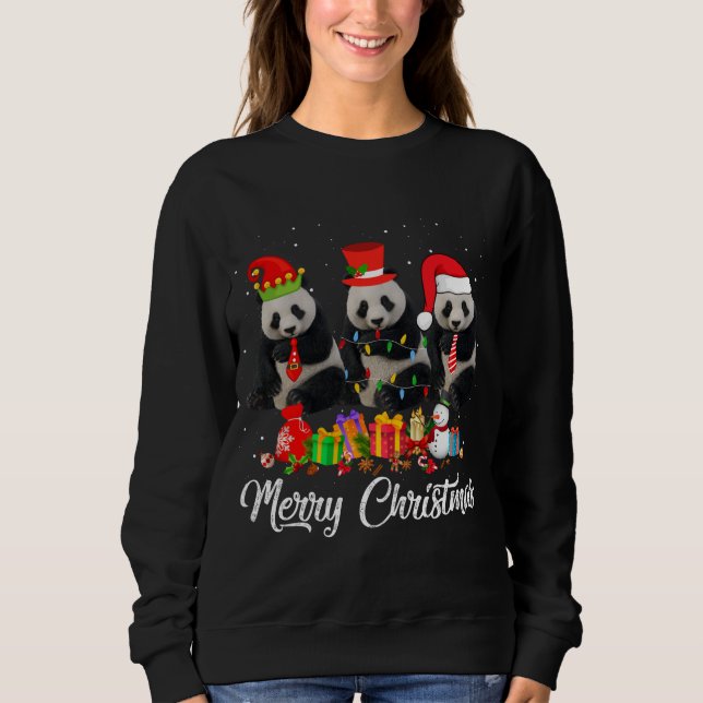 Camiseta Panda Bear Natal Pajama Tree Xmas Lights Anima (Frente)