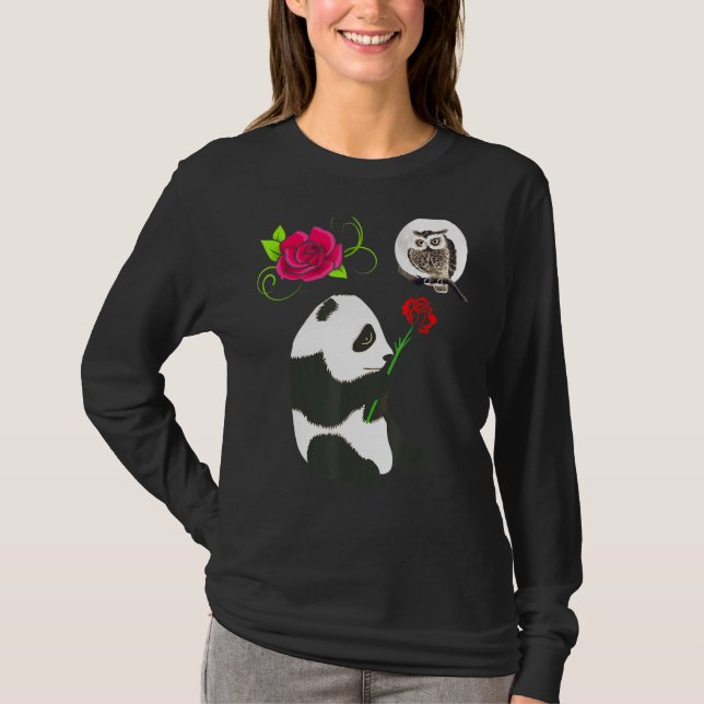 Camiseta Panda Bear Owl Amava Rosa (Frente)