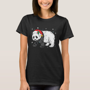 Camiseta Panda Bear Santa Hat Animal Natal Pajama
