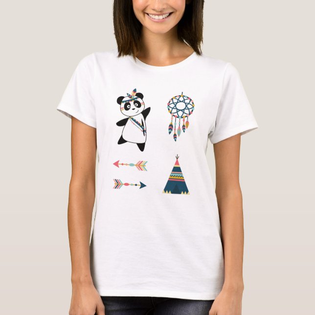 Camiseta Panda Bear Sticker Set Teepee (Frente)