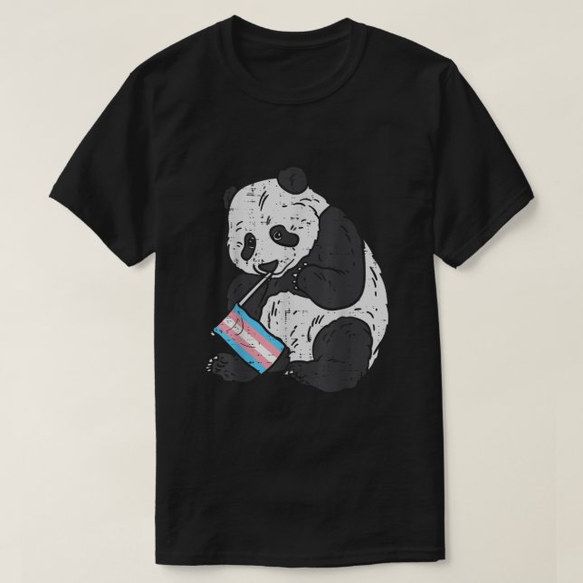 Camiseta Panda Bear Transgender Flag Trans Pria LGBT Anima (Frente do Design)