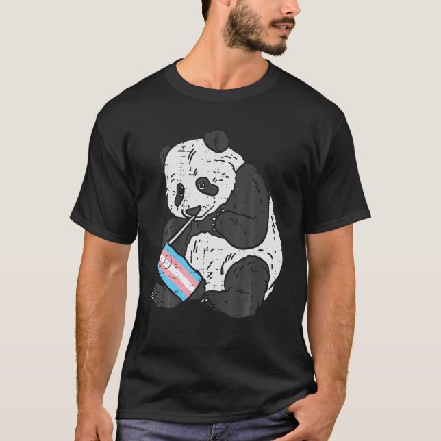 Camiseta Panda Bear Transgender Flag Trans Pria LGBT Anima (Frente)