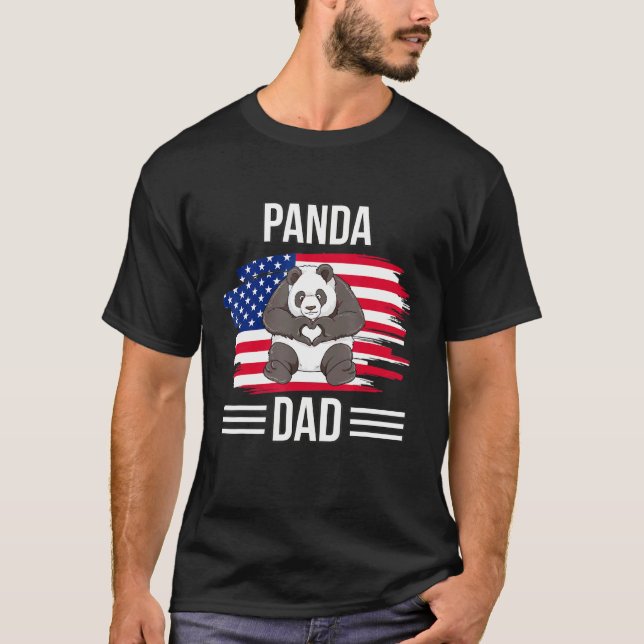 Camiseta Panda Bear Us Flag 4th Of July  Panda Dad (Frente)