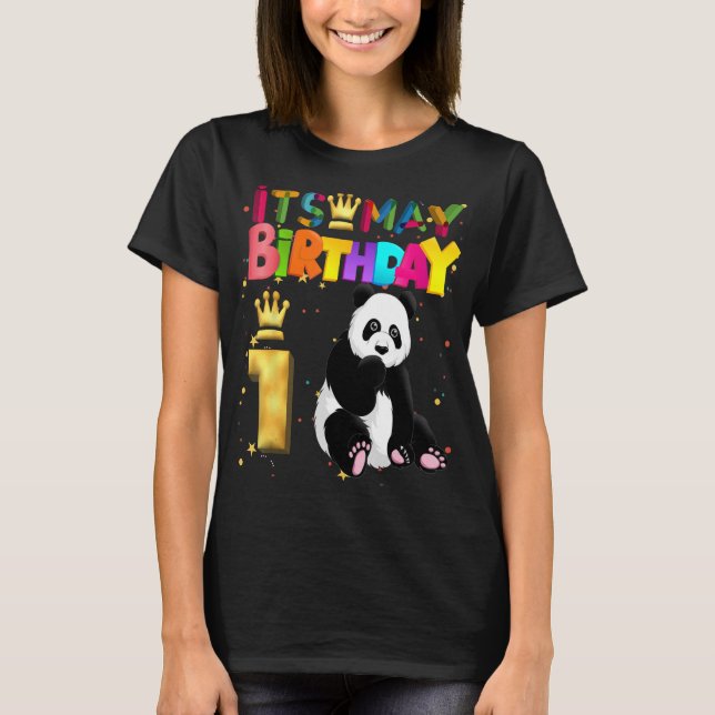 Camiseta Panda Birthday Boy Party Animal 1º Aniversário Pan (Frente)