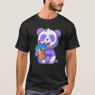 Camiseta Panda Boba Tea Kawaii Apresenta Anime Panda Sobre 