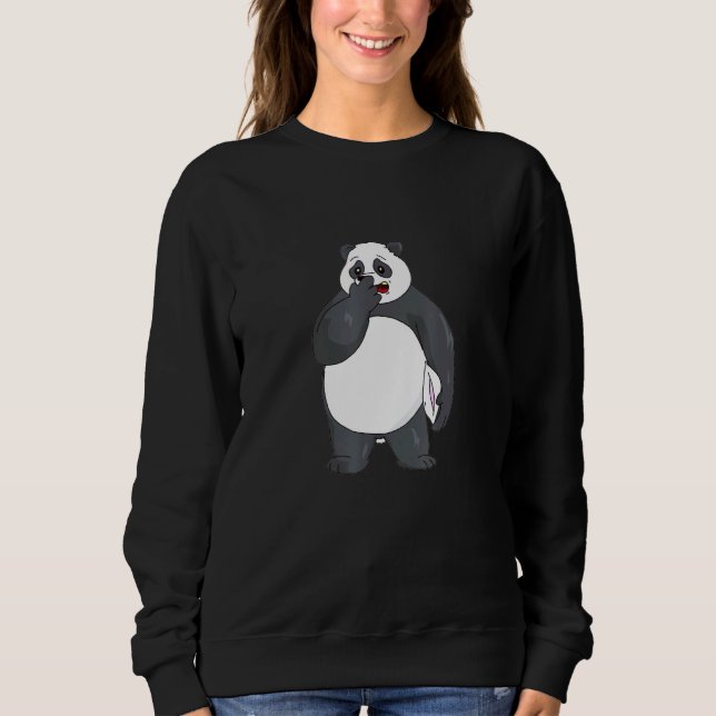 Camiseta Panda bocejando sonolento surpreso preocupado cans (Frente)