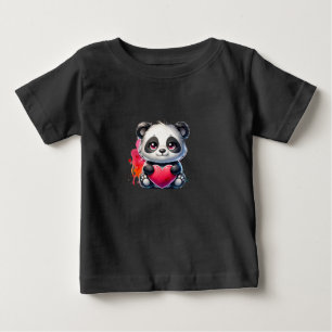 Camiseta Panda bonita abraçando um coração
