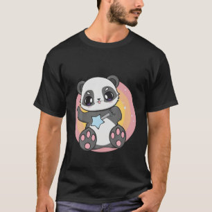 Camiseta Panda Bonita Com Brinquedo De Bebê Rattle Kawaii