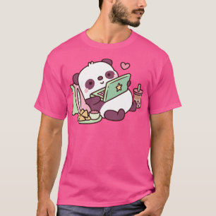 Camiseta Panda bonita com chiclete e chá de bolha