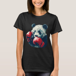 Camiseta Panda Bonita Com Figurino De Luvas De Boxim