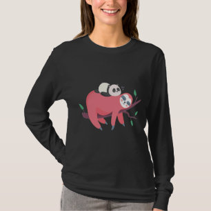 Camiseta Panda Bonita Dorme Na Lama E Panda