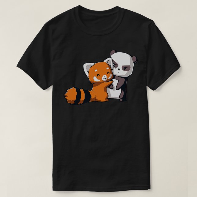 Camiseta Panda Bonita E Panda Vermelha (Frente do Design)