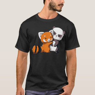 Camiseta Panda Bonita E Panda Vermelha