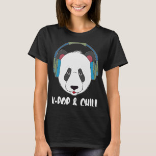 Camiseta Panda Bonita Ouvindo O Pop K E Chill K pop