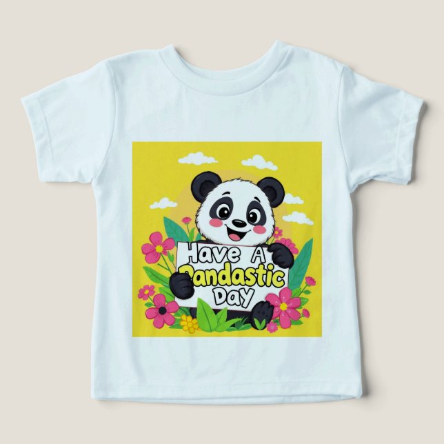 Camiseta Panda Bonita "Tenha Um Dia Pandástico" (Design frontal)