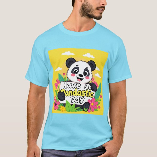 Camiseta Panda Bonita "Tenha Um Dia Pandástico" (Frente)
