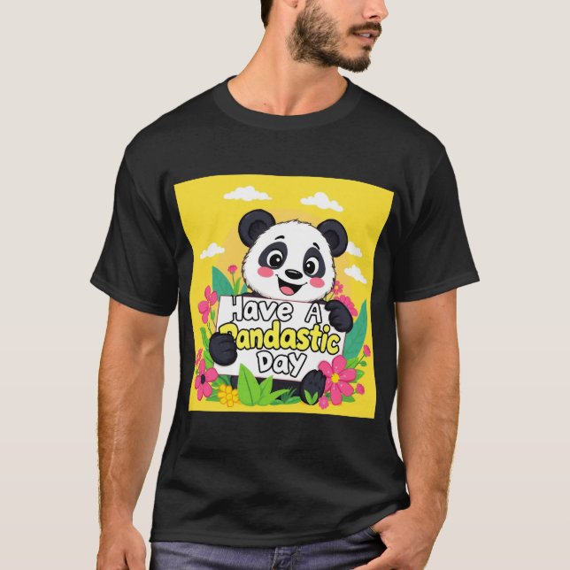Camiseta Panda Bonita "Tenha Um Dia Pandástico" (Frente)