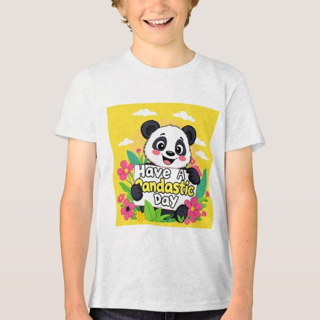 Camiseta Panda Bonita "Tenha Um Dia Pandástico" (Frente)