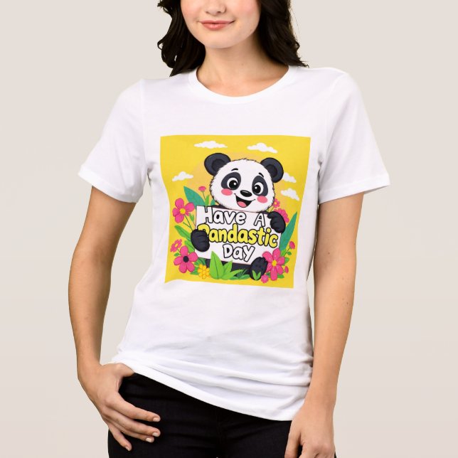 Camiseta Panda Bonita "Tenha Um Dia Pandástico" (Frente)