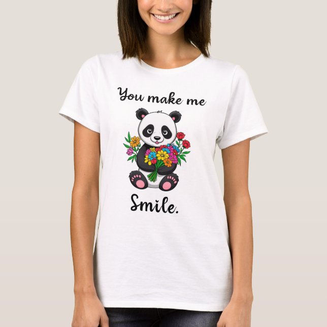 Camiseta Panda Bonita Você Me Faz Sorrir (Frente)