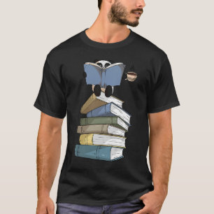 Camiseta Panda Books Bebendo Café Panda Bear Leitura