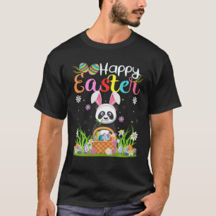 Camiseta Panda Bunny Egg Caçando Felz pascoa De Panda Engr