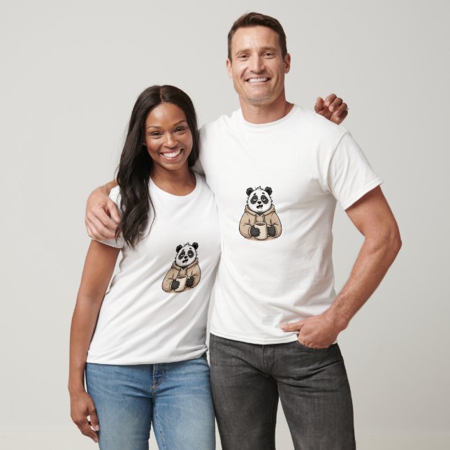 Camiseta Panda Café Desenho Animado Muito Cansado Para Func (Unissex)