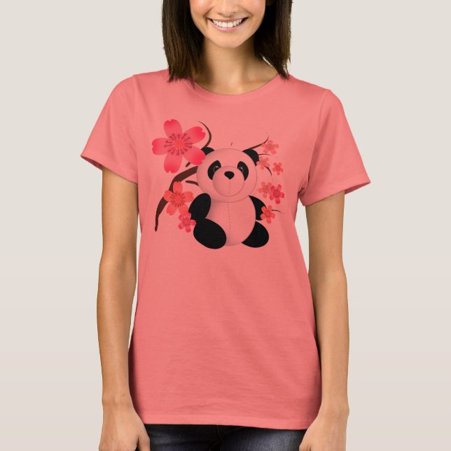 Camiseta Panda Cherry Blossoms T Shirt (Frente)