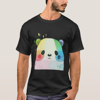 Camiseta Panda Colorida Anime Coon Desenhando Arco-Íris