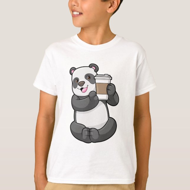 Camiseta Panda com café para ir (Frente)