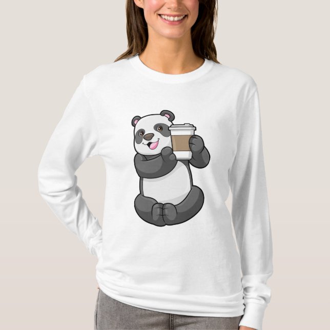 Camiseta Panda com café para ir (Frente)