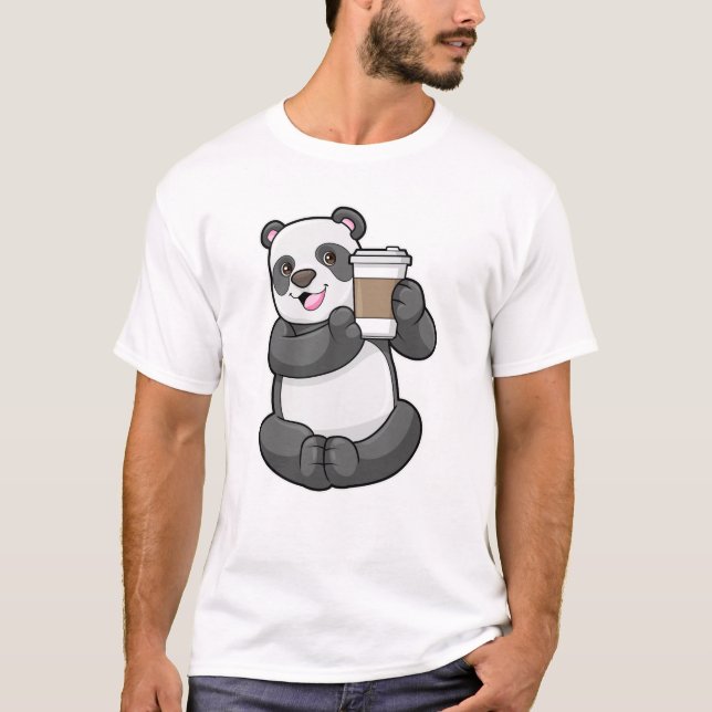Camiseta Panda com café para ir (Frente)