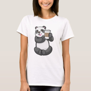 Camiseta Panda com café para ir