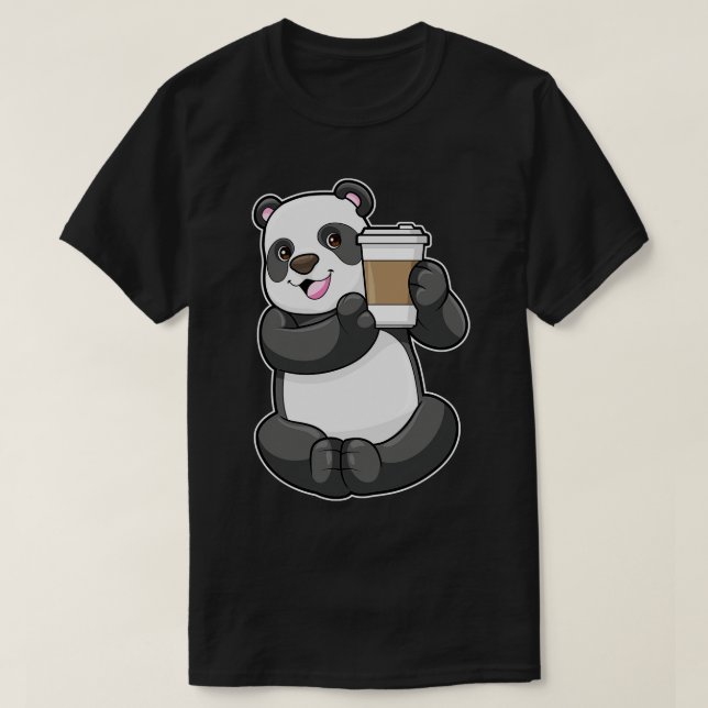 Camiseta Panda com café para ir (Frente do Design)