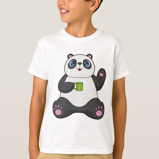 Camiseta Panda com caneca de café (Frente)