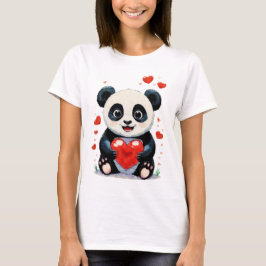 Camiseta Panda com Coração - Pintura Adorável do Amor