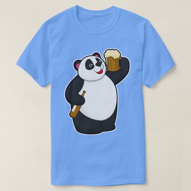 Camiseta Panda com Garrafa de Cerveja Caneca de Cerveja (Frente do Design)