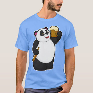 Camiseta Panda com Garrafa de Cerveja Caneca de Cerveja
