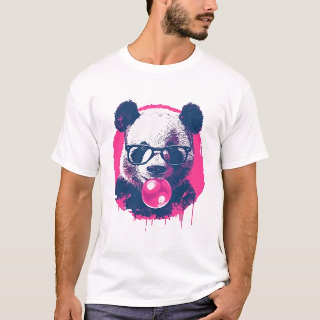 Camiseta Panda com óculos e pastilha elástica (Frente)