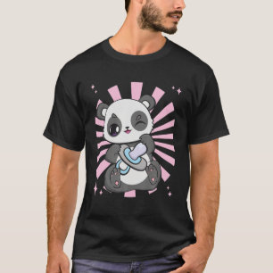 Camiseta Panda Com Pacificador Kawaii Panda Bear Cub Bebê