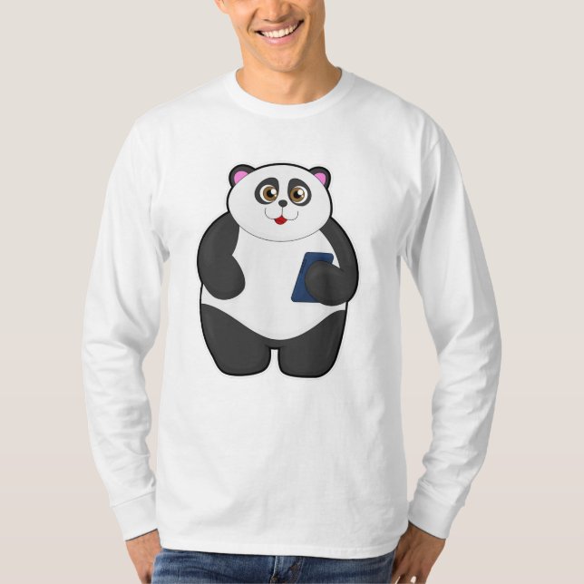 Camiseta Panda com telefone celular (Frente)