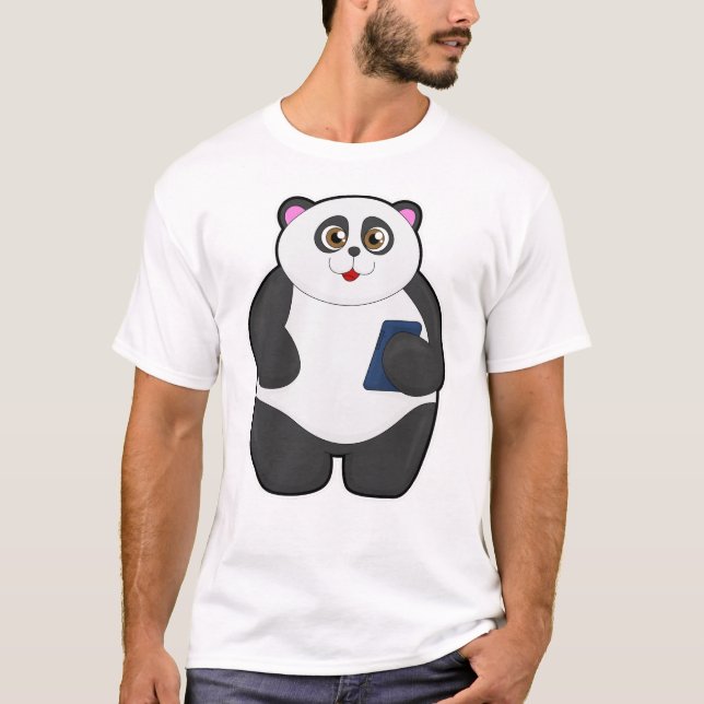 Camiseta Panda com telefone celular (Frente)