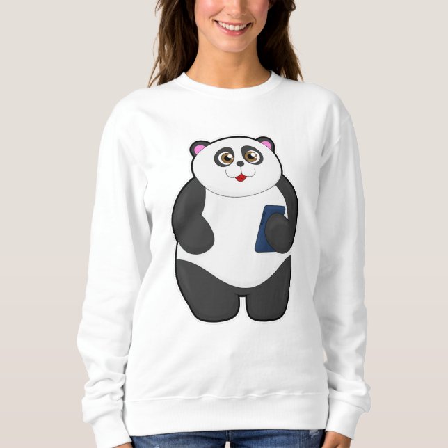Camiseta Panda com telefone celular (Frente)